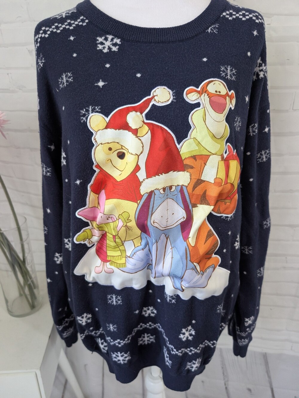 Disney Winnie the Pooh Navy Holiday Crewneck Sweater